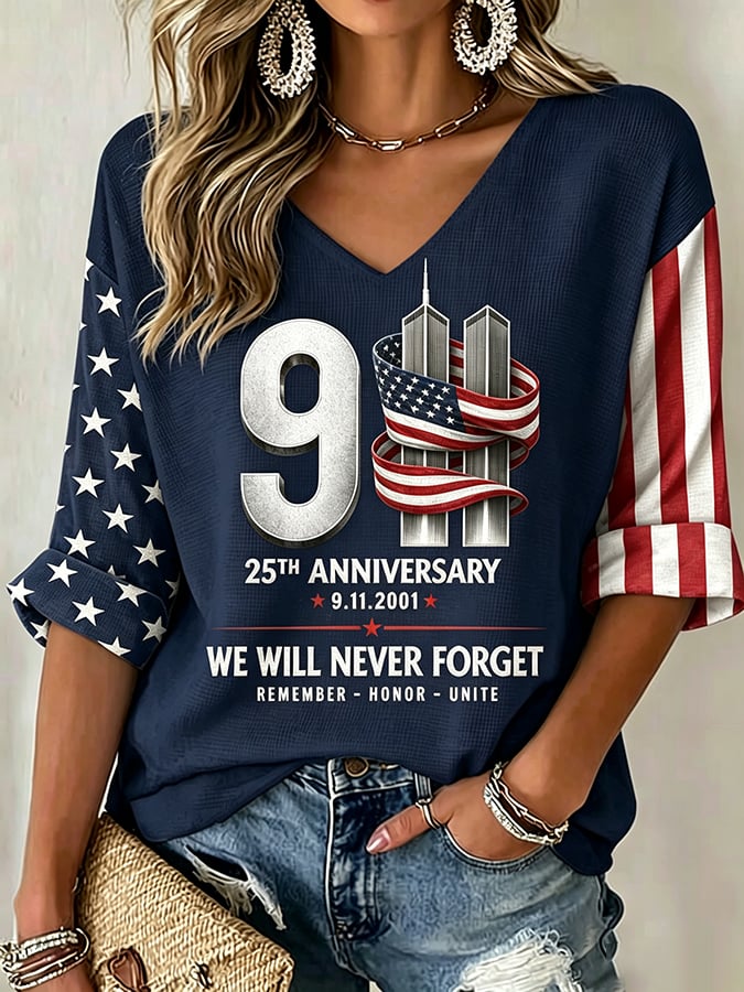 Women's Retro 9.11 Never Forget Print T-shirt